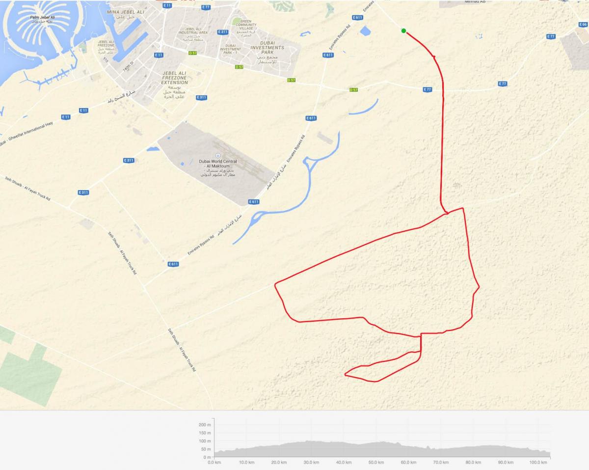 Al Qudra ikot ng path mapa ng lokasyon