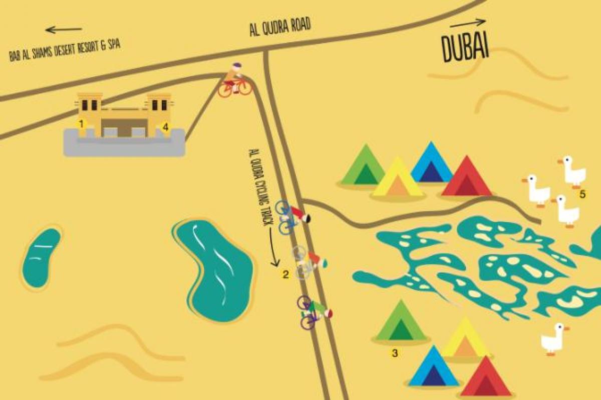 mapa ng Al Qudra Lake ruta