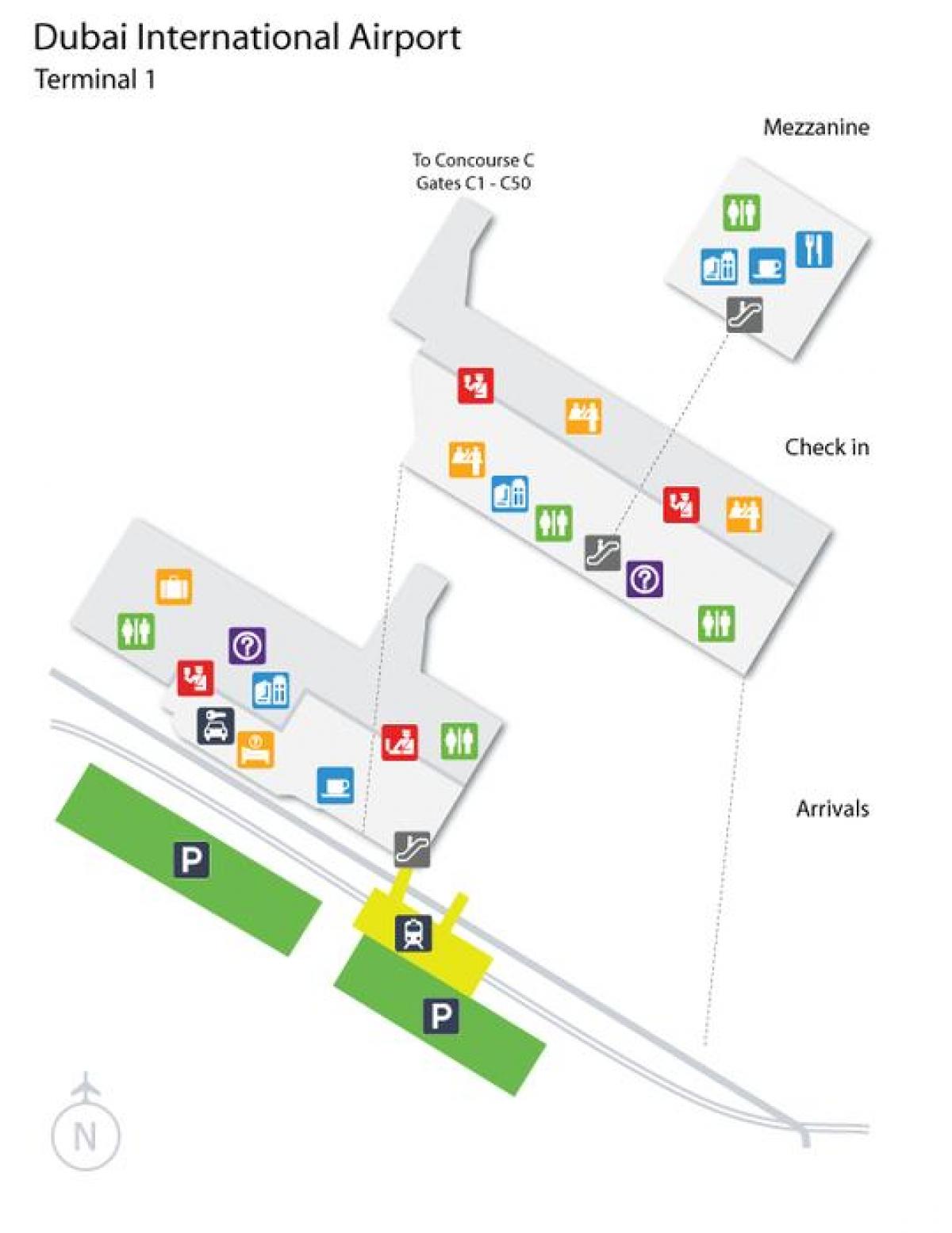 Dubai airport terminal 1 mapa ng lokasyon