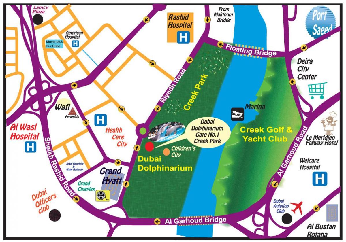 Dolphin ipakita sa Dubai mapa ng lokasyon