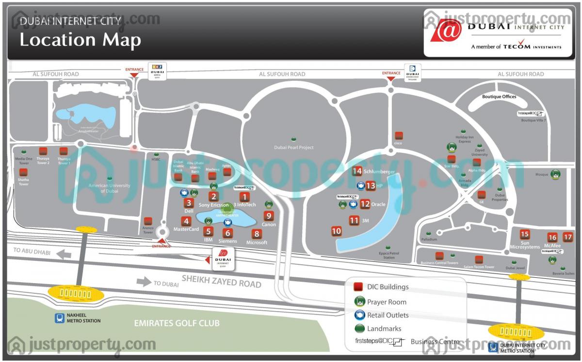mapa ng Dubai internet city