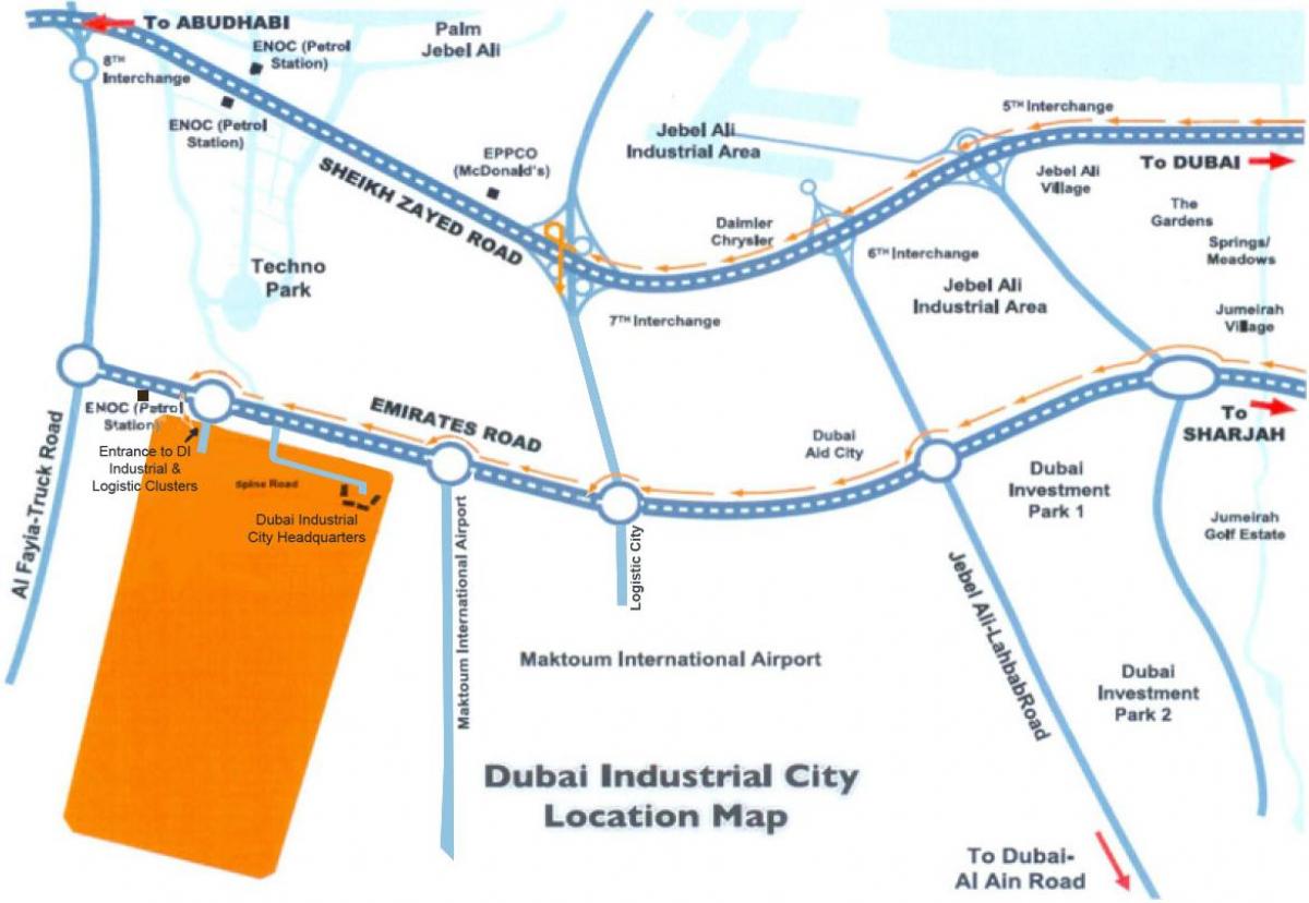 mapa ng Dubai pang-industriya lungsod