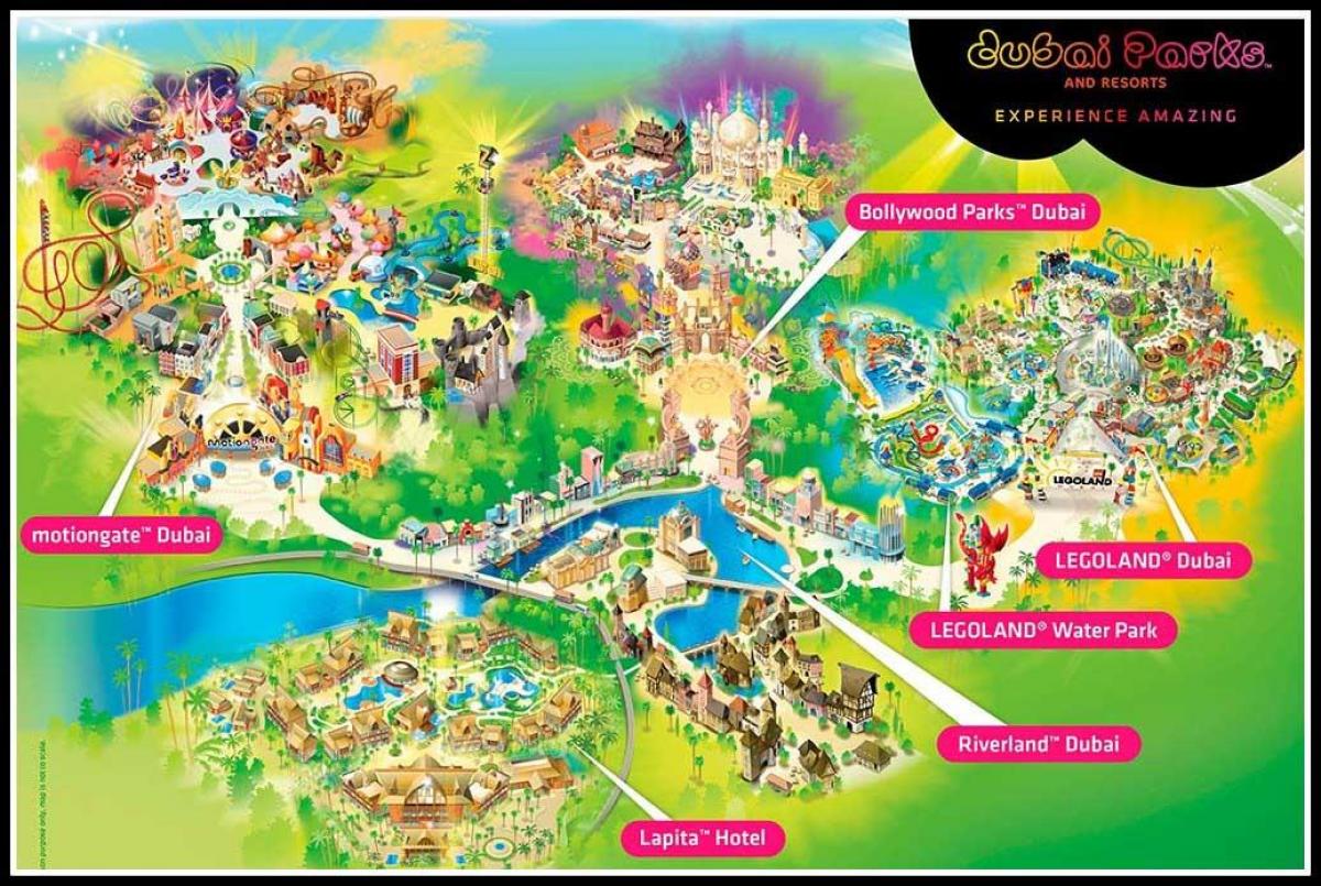 Dubai parke at mga resorts mapa ng lokasyon
