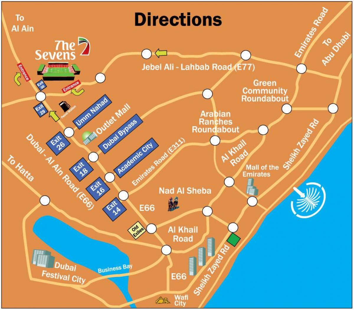 rugby Sevens Dubai mapa ng lokasyon