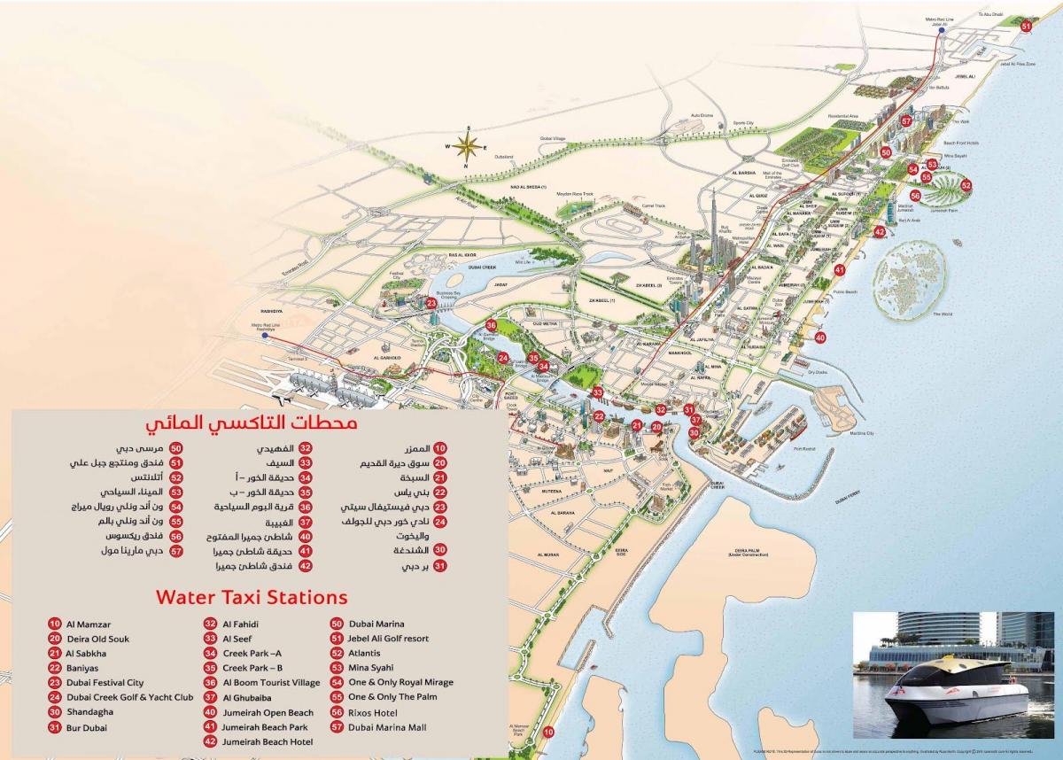 Dubai water taxi sa ruta ng mapa
