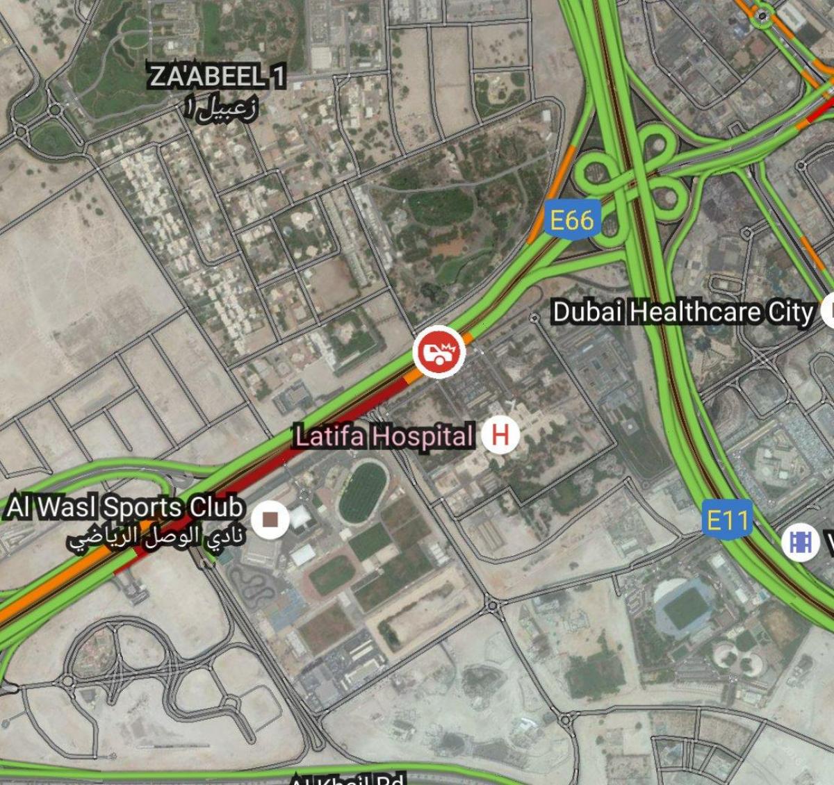 latifa ospital sa Dubai mapa ng lokasyon
