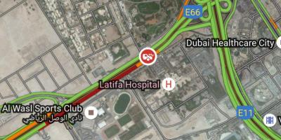 Latifa ospital sa Dubai mapa ng lokasyon