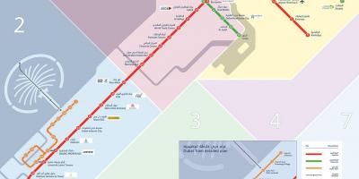 Dubai metro mapa na may mga bagon